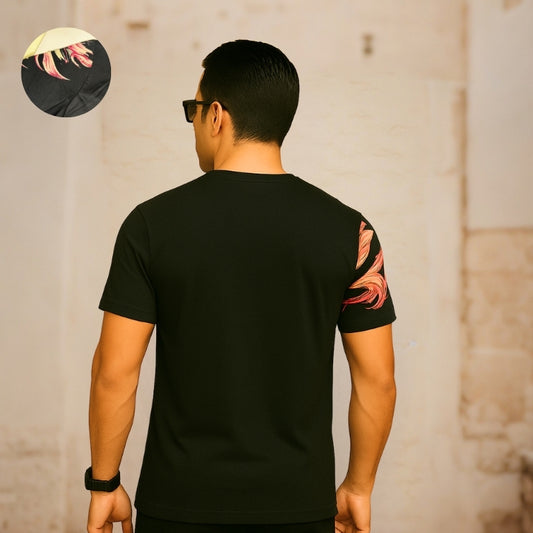 Black Premium 100% Cotton Animal Siroski T-Shirt For Men